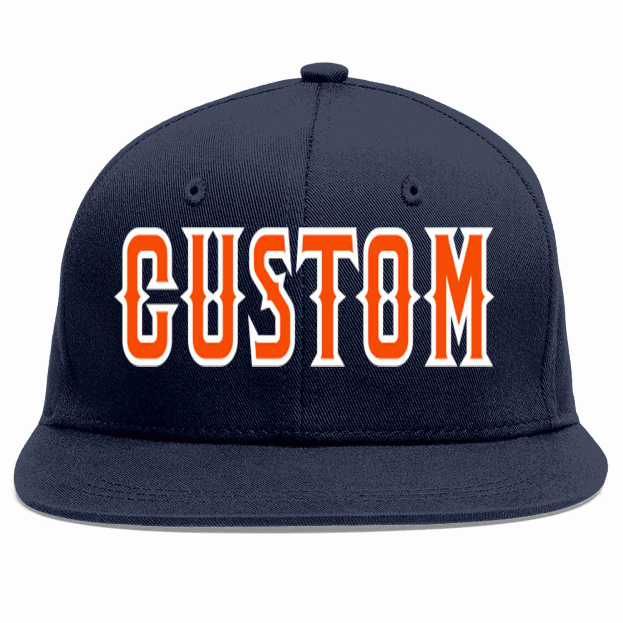 Custom Navy Orange-White Casual Sport Baseball Cap