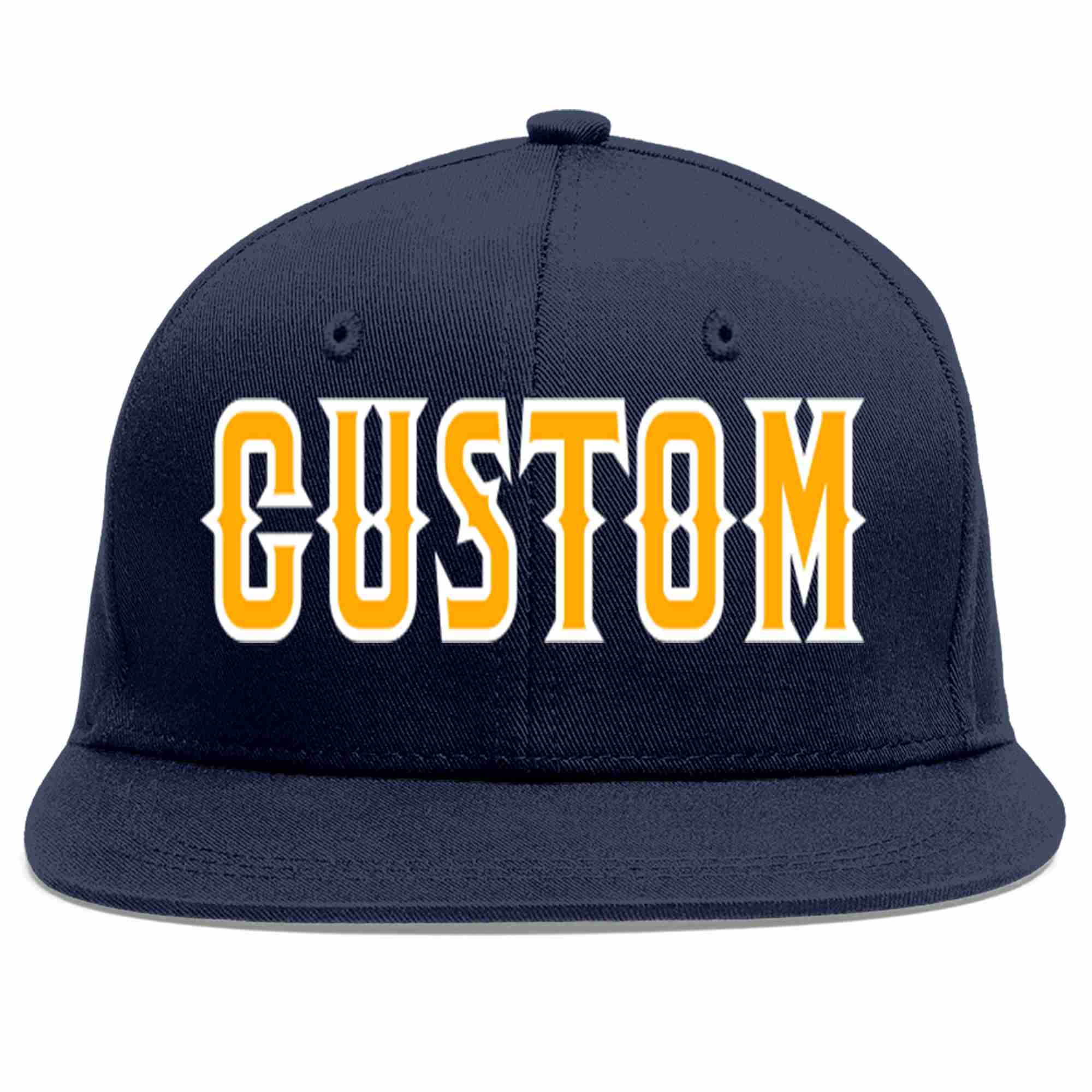 Custom Navy Yellow-White Casual Sport Baseball Cap