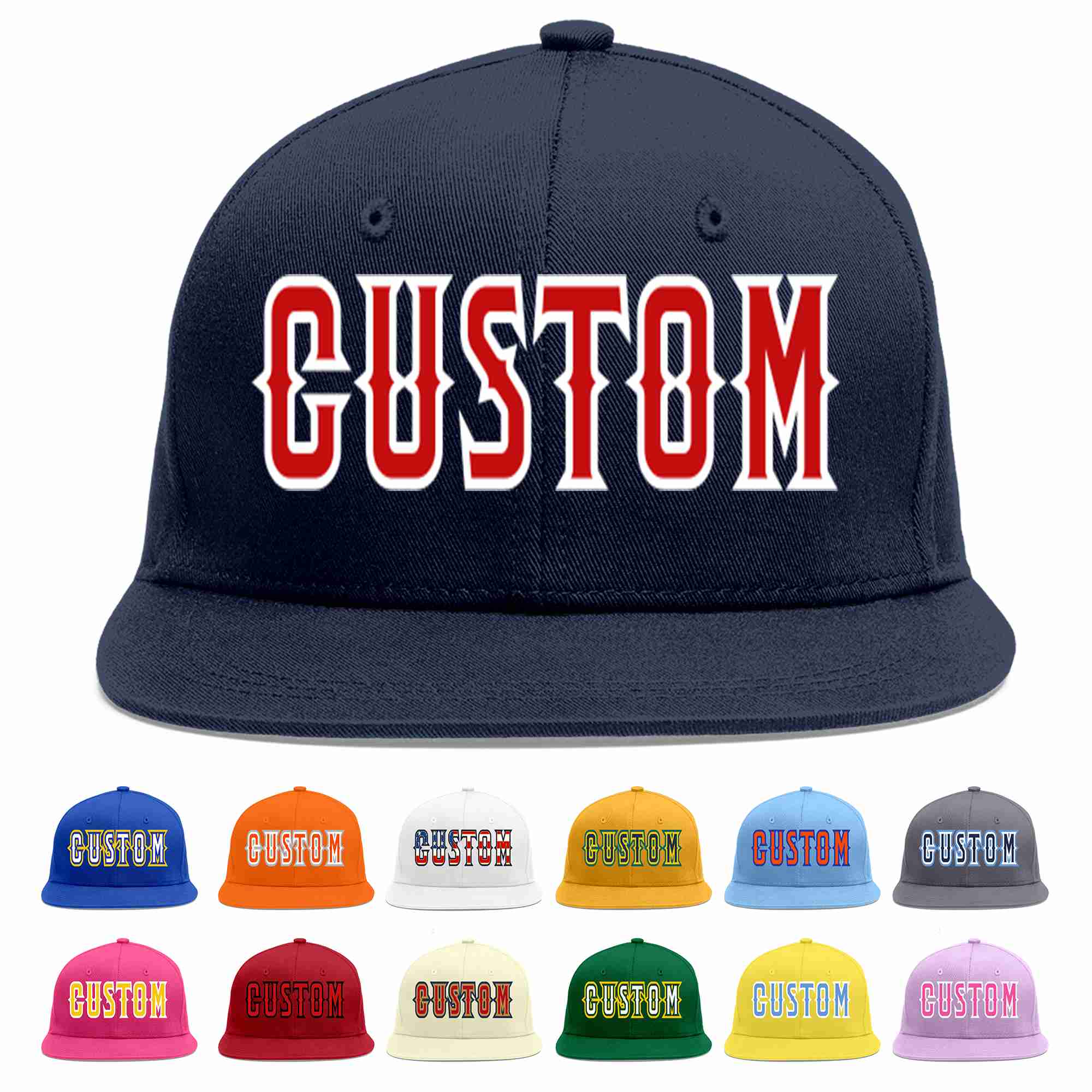 Custom Navy Red-White Casual Sport Baseball Cap