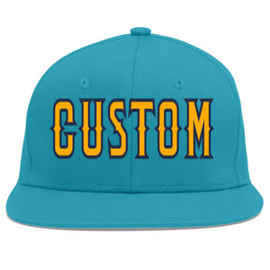 Casquette de baseball sport personnalisée Aqua jaune-marine Flat Eaves