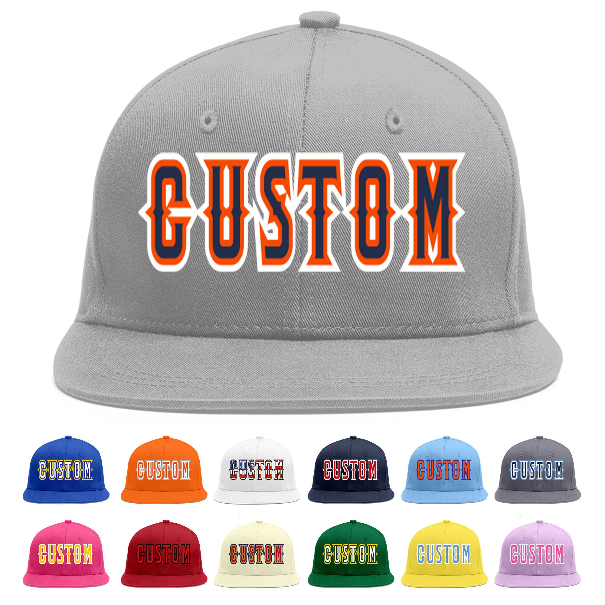 Casquette de baseball sport personnalisée gris marine-orange Flat Eaves