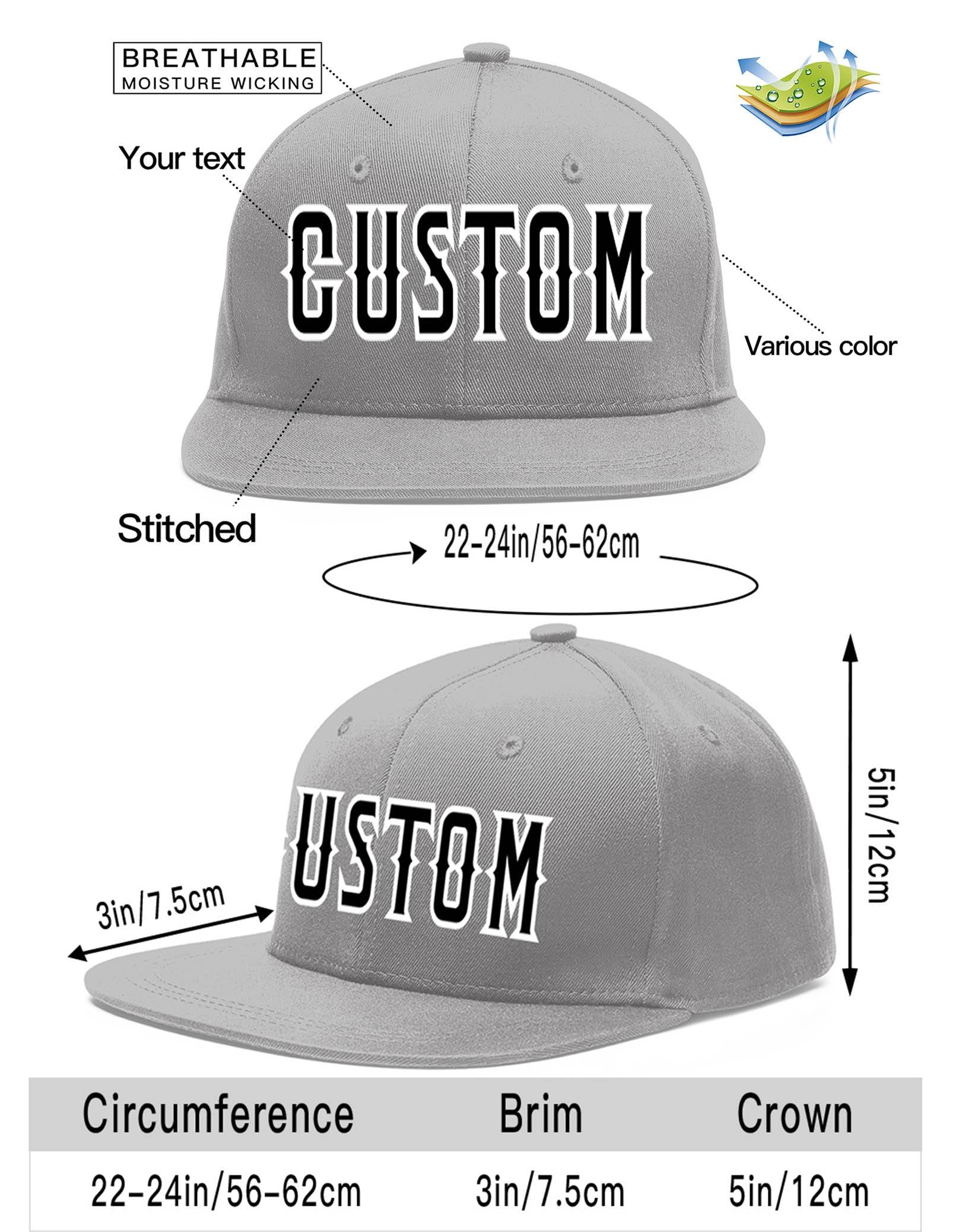 Custom Gray Black-White Flat Eaves Sport Baseball Cap