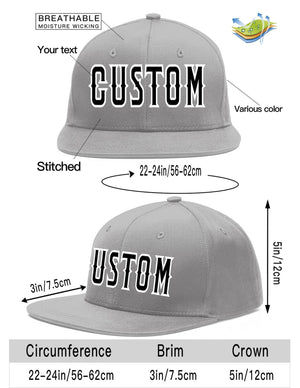 Custom Gray Black-White Flat Eaves Sport Baseball Cap