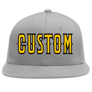 Casquette de baseball sport personnalisée gris or-noir Flat Eaves