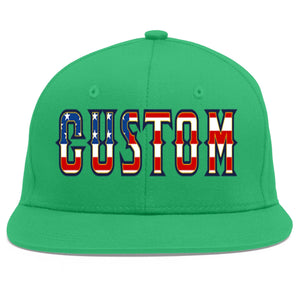 Custom Teal Vintage USA Flag-Gold Flat Eaves Sport Baseball Cap