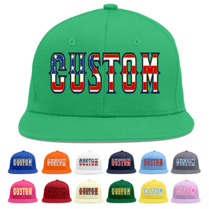 Custom Teal Vintage USA Flag-Gold Flat Eaves Sport Baseball Cap