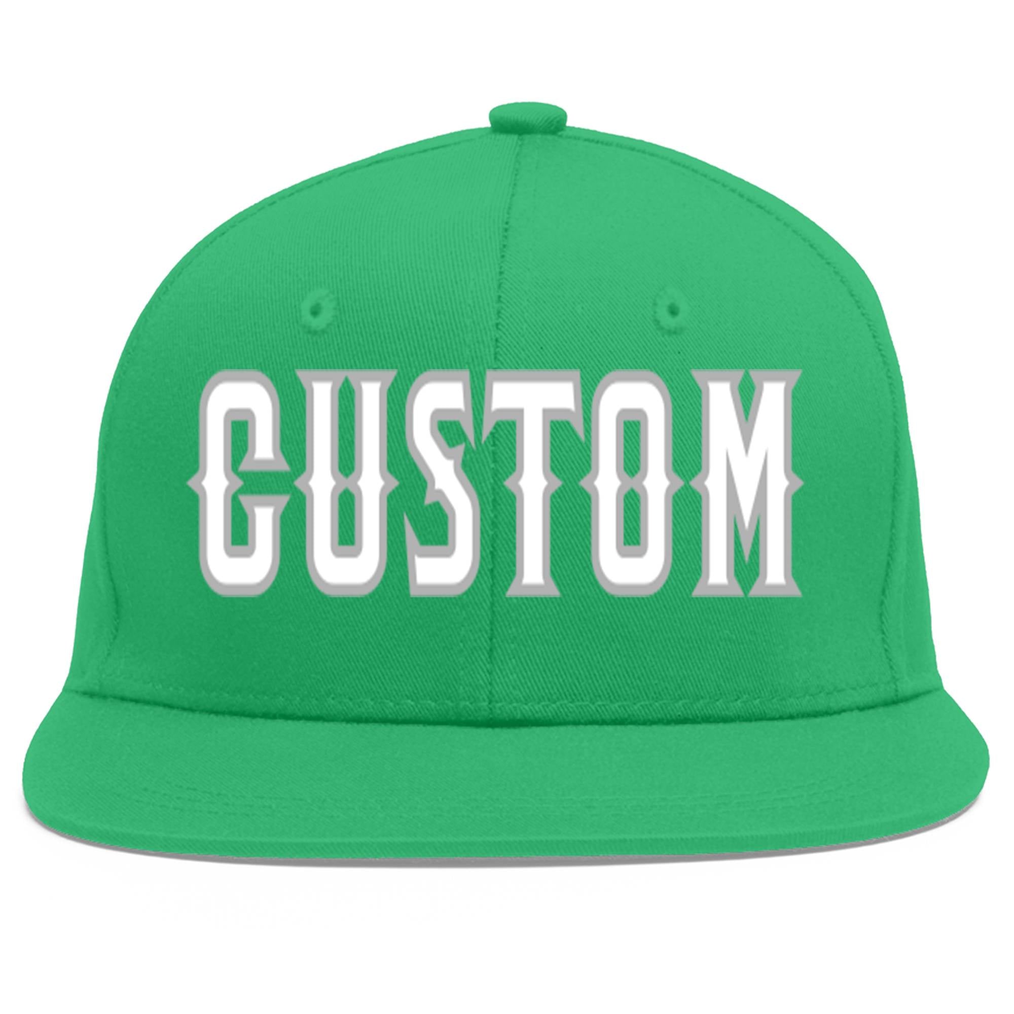 Custom Teal White-Gray Flat Eaves Sport Baseball Cap