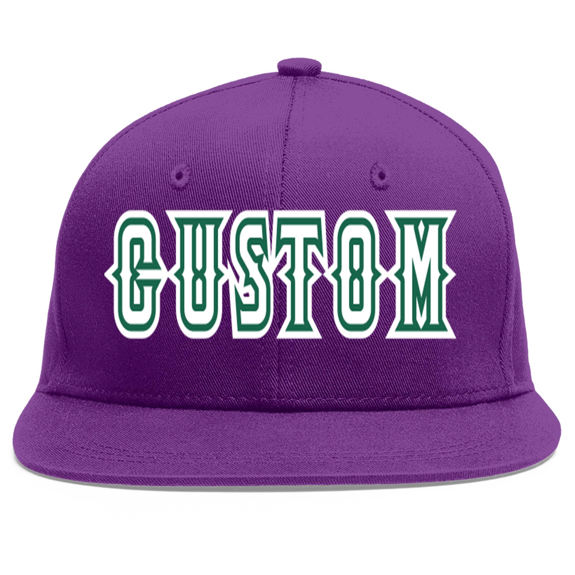 Casquette de baseball personnalisée violet blanc-vert Kelly Flat Eaves