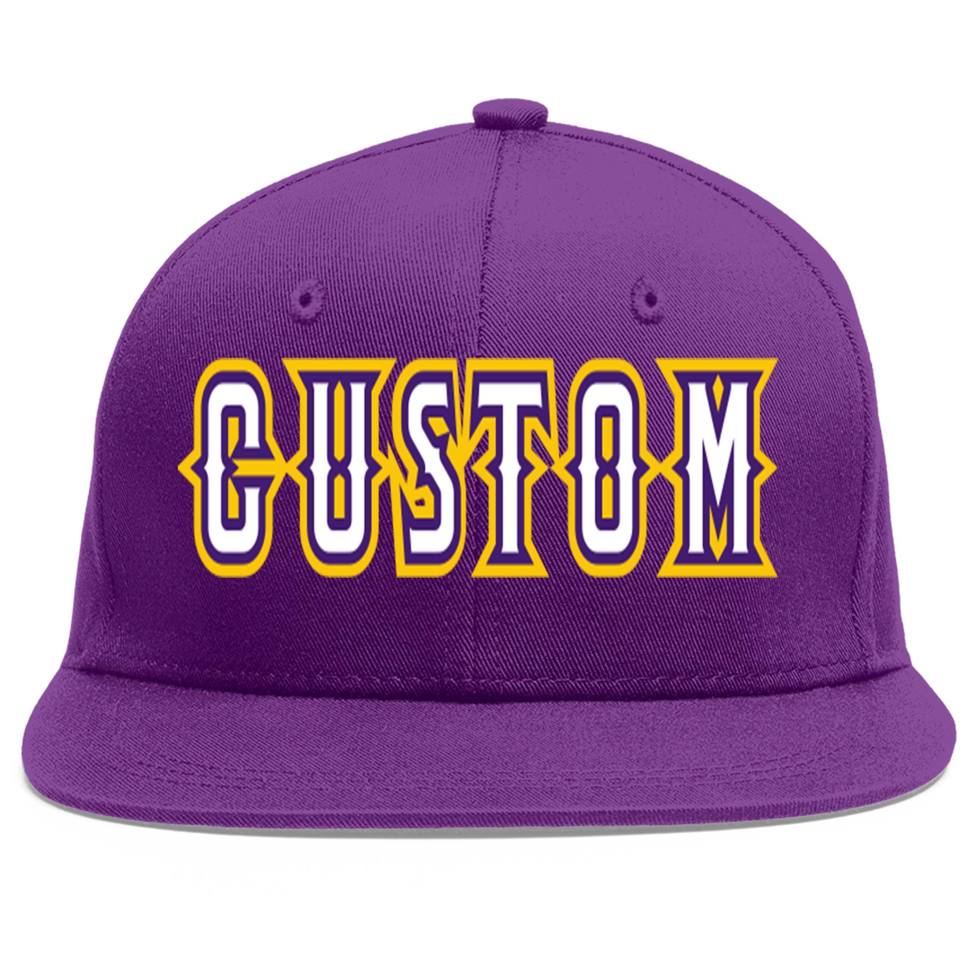 Casquette de baseball sport personnalisée violet blanc-violet plat Eaves