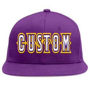 Custom Purple White-purple Flat Eaves Sport Baseball Cap