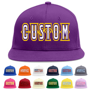 Custom Purple White-purple Flat Eaves Sport Baseball Cap