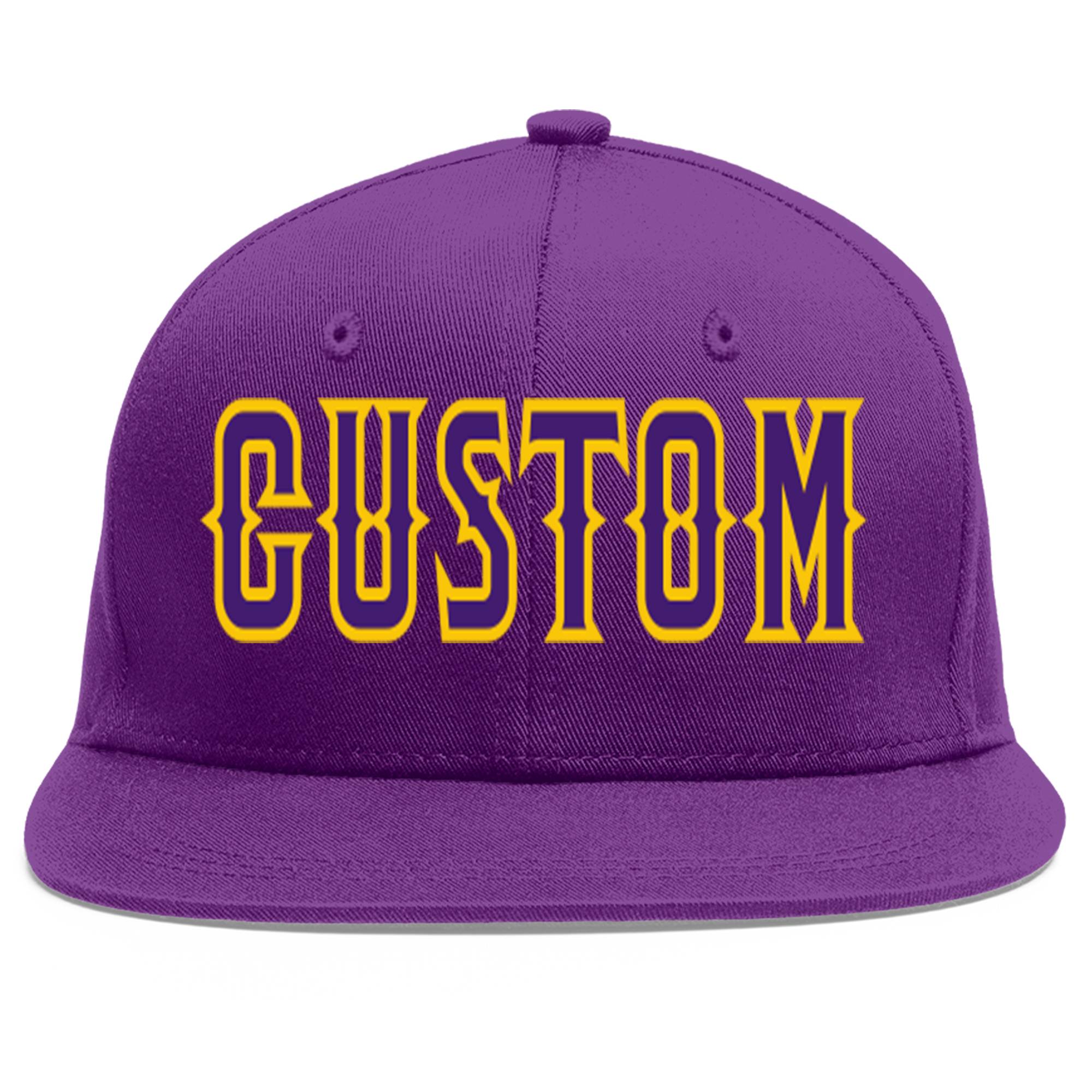 Casquette de baseball personnalisée violet violet-or Flat Eaves Sport