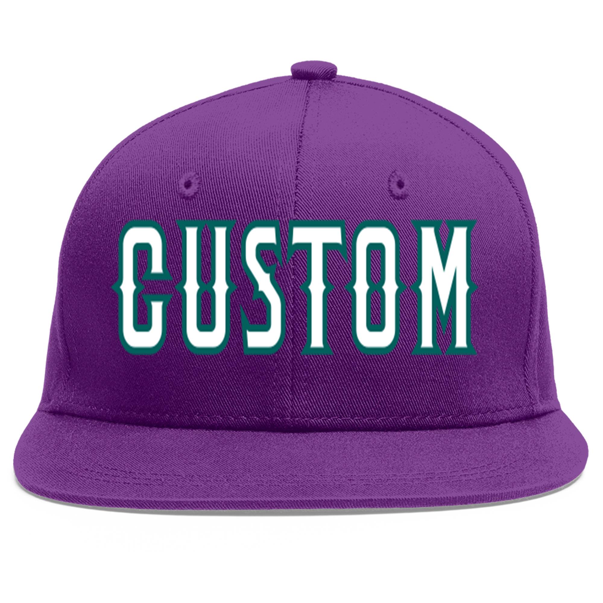 Casquette de baseball personnalisée violet blanc-aqua plat Eaves Sport