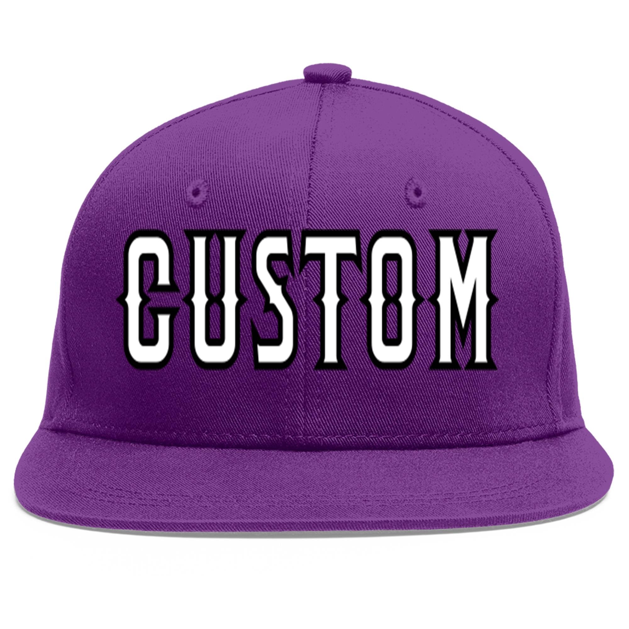 Casquette de baseball sport personnalisée violet blanc-noir Flat Eaves