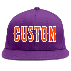 Casquette de baseball sport personnalisée violet orange-blanc plat Eaves