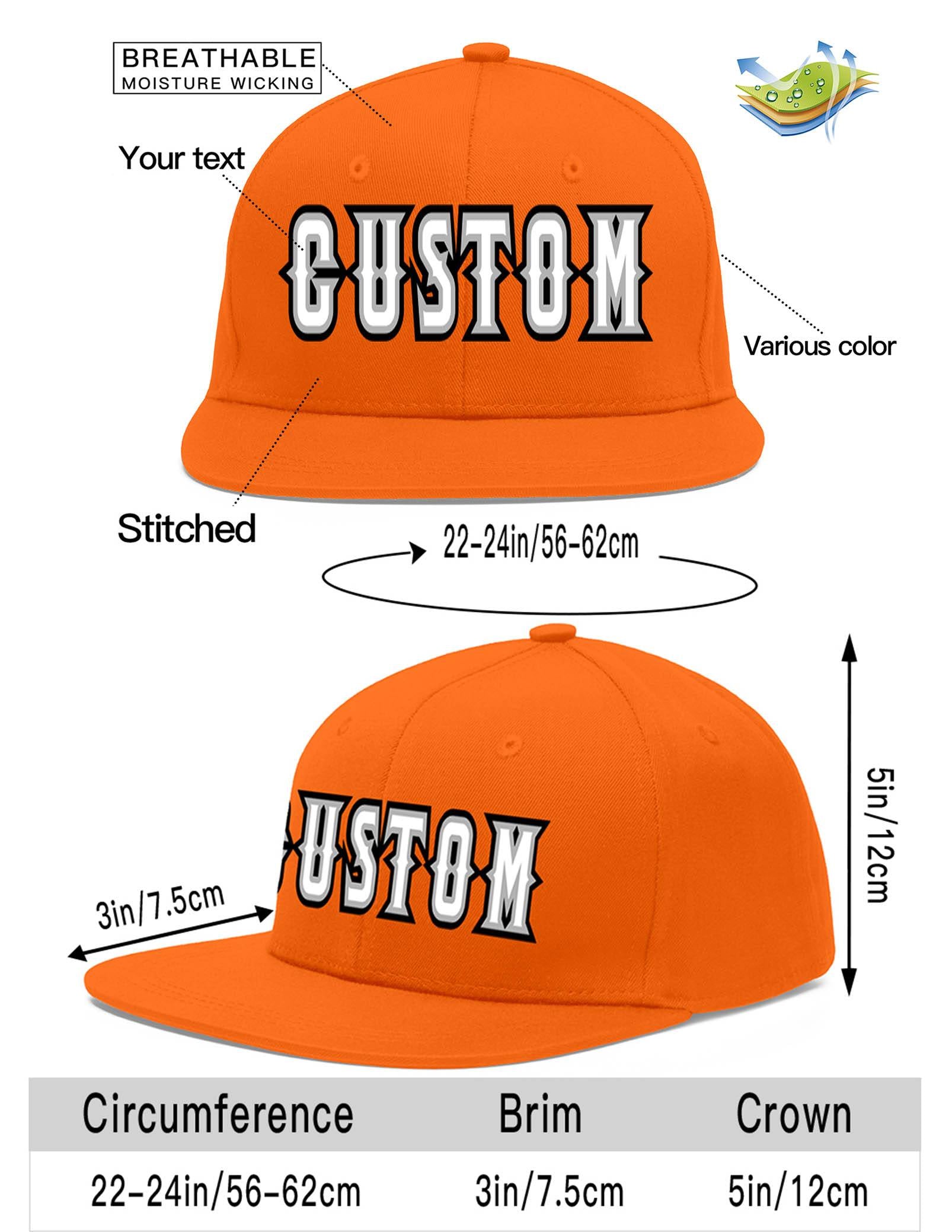 Casquette de baseball sport personnalisée orange blanc-gris Flat Eaves