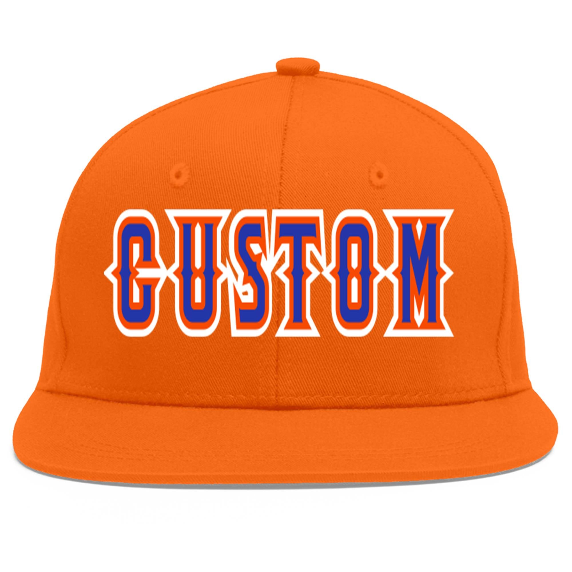 Casquette de baseball sport personnalisée Orange Royal-Orange Flat Eaves