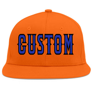 Casquette de baseball sport personnalisée Orange Royal-Black Flat Eaves