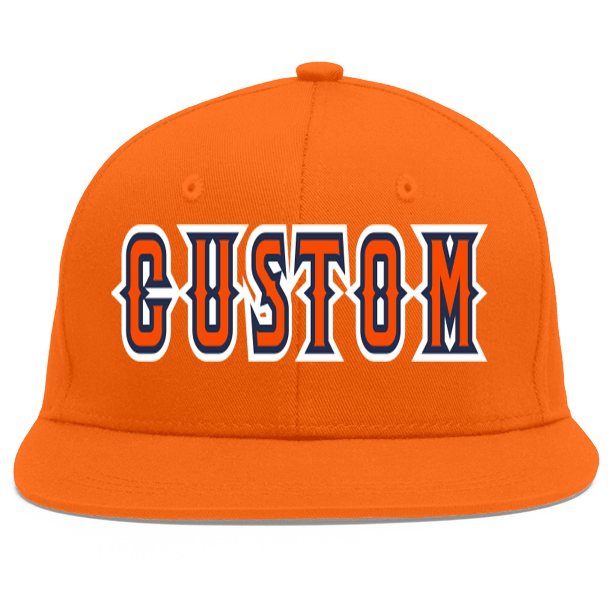 Casquette de baseball personnalisée Orange Orange-Marine Flat Eaves Sport