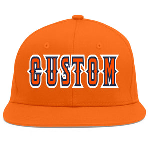 Custom Orange Orange-Navy Flat Eaves Sport Baseball Cap