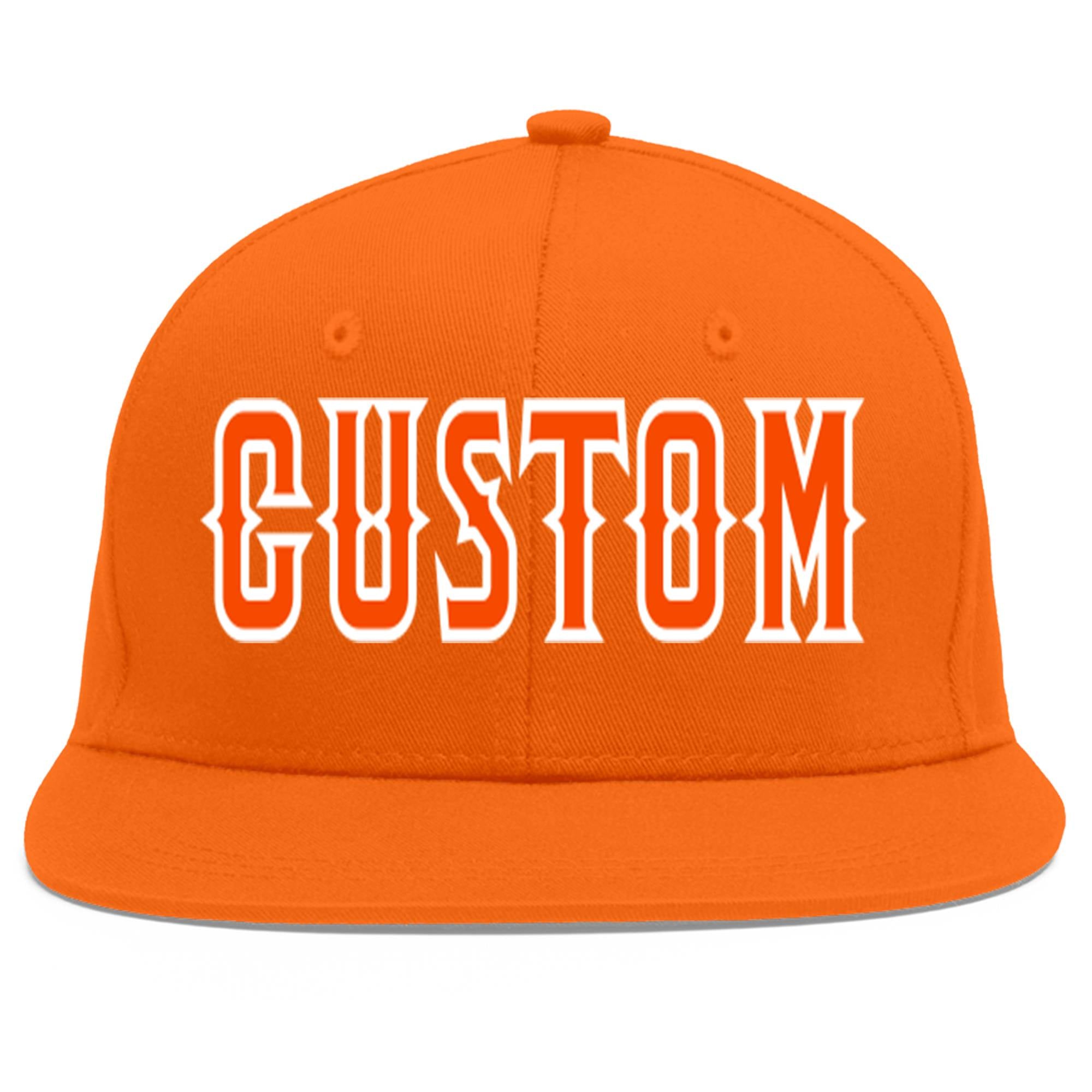 Casquette de baseball sport personnalisée Orange Orange-Blanc Flat Eaves