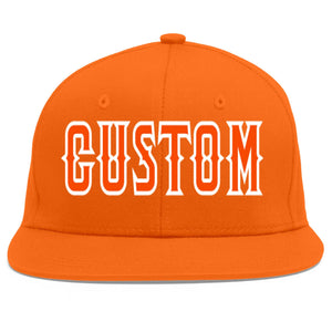 Custom Orange Orange-White Flat Eaves Sport Baseball Cap