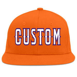 Custom Orange White-purple Flat Eaves Sport Baseball Cap