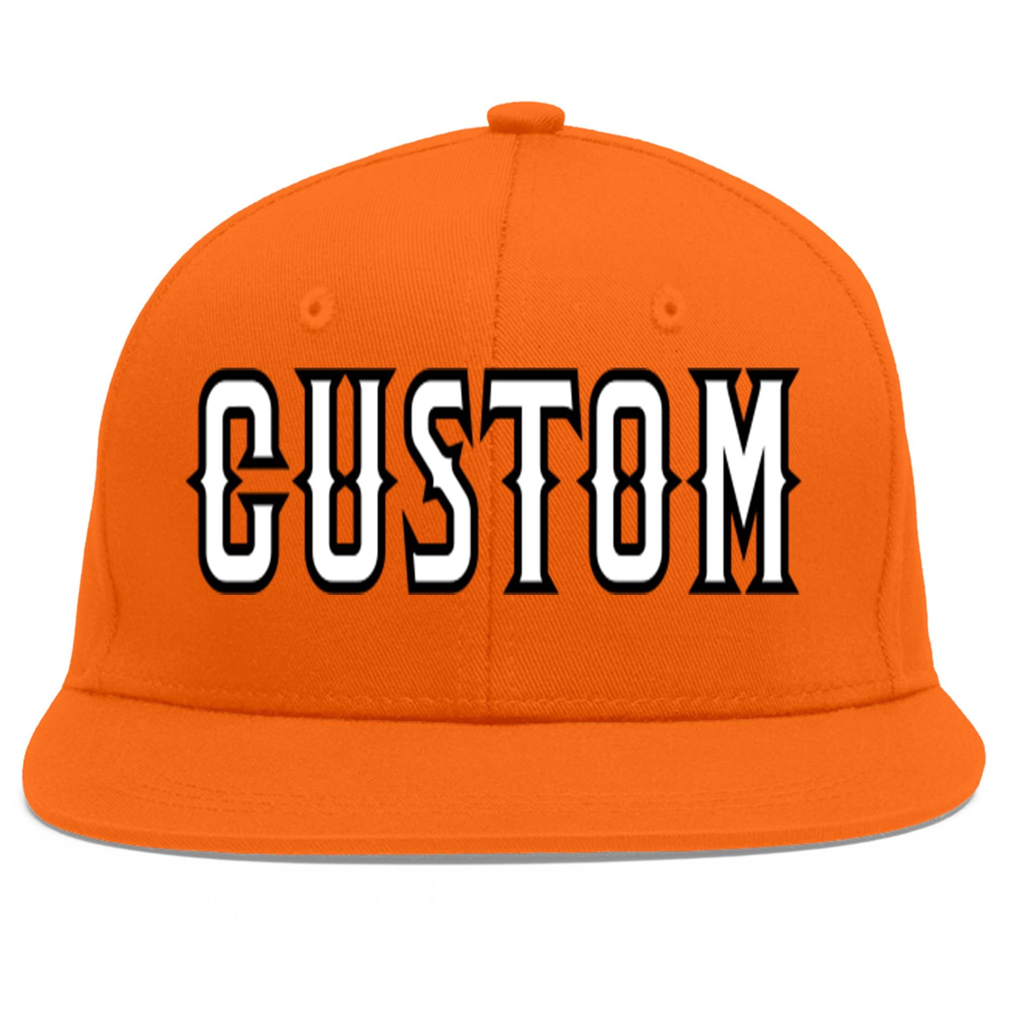 Casquette de baseball sport personnalisée orange blanc-noir Flat Eaves