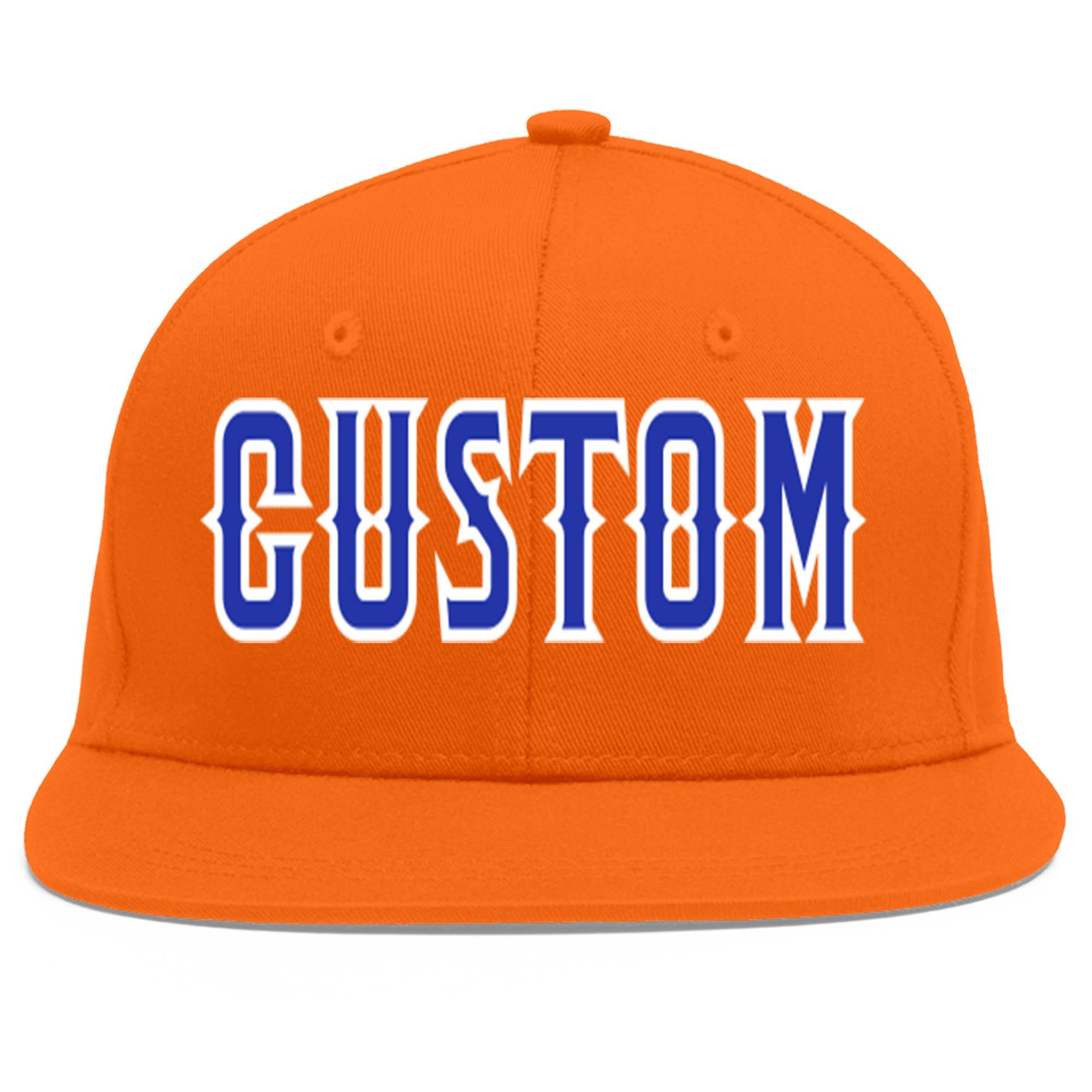 Casquette de baseball sport personnalisée Orange Royal-White Flat Eaves