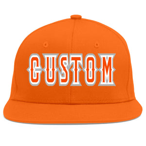 Custom Orange Orange-White Flat Eaves Sport Baseball Cap