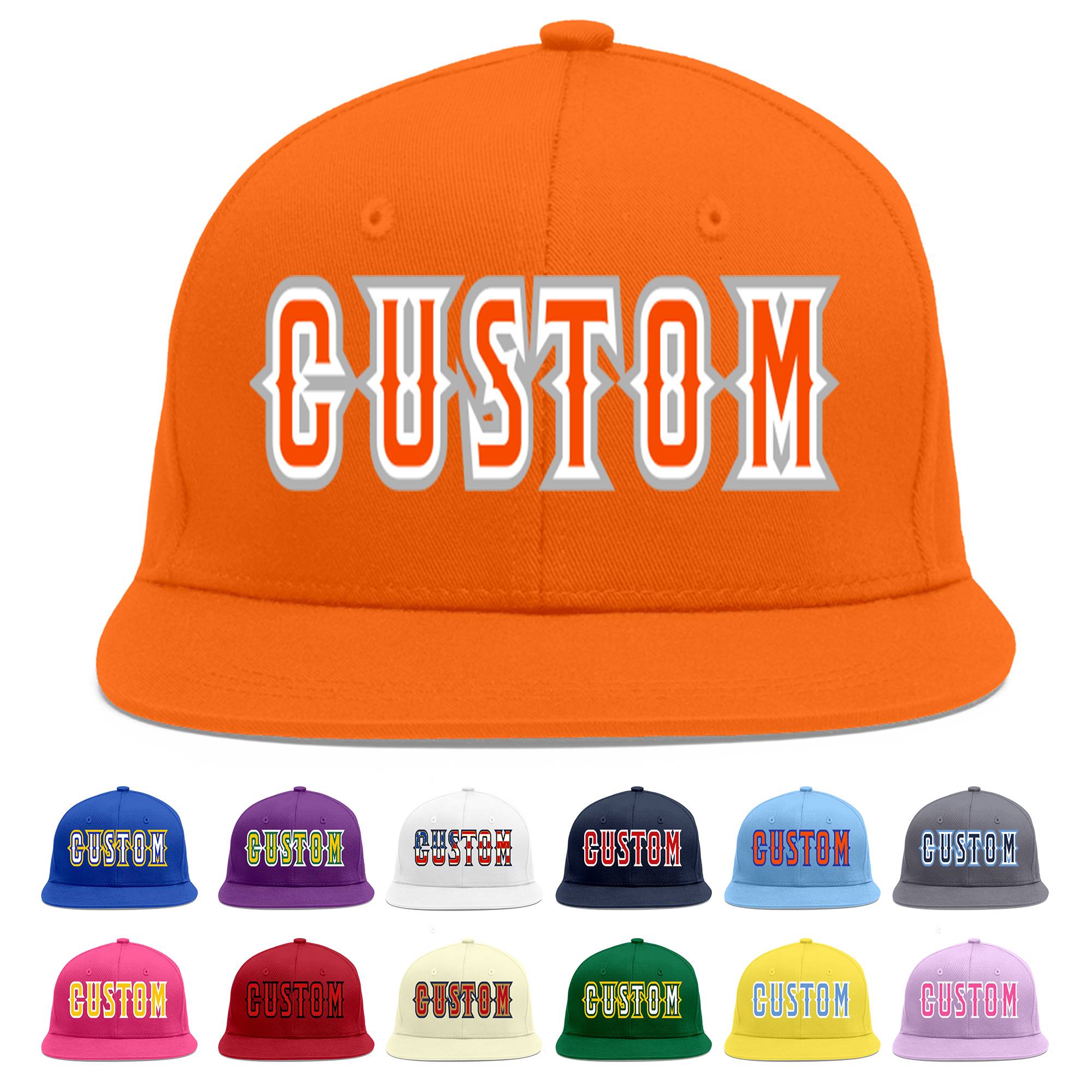 Casquette de baseball sport personnalisée Orange Orange-Blanc Flat Eaves