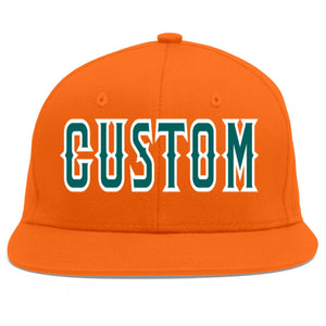 Casquette de baseball sport personnalisée Orange Aqua-White Flat Eaves