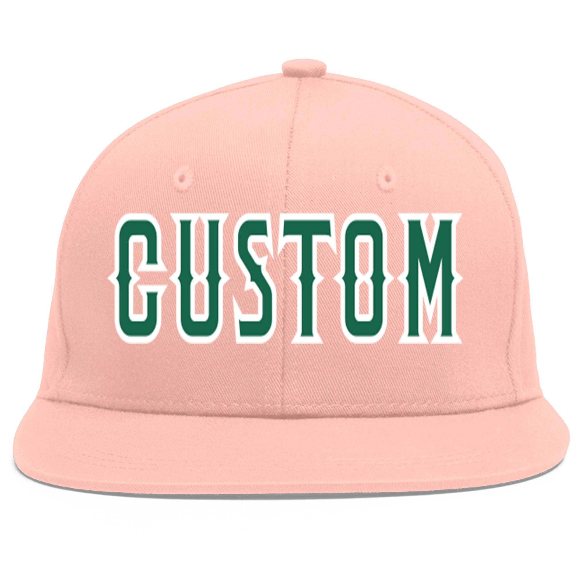 Casquette de baseball personnalisée rose Kelly vert-blanc plat Eaves Sport