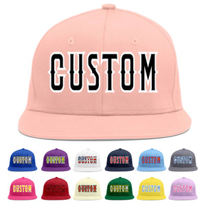 Custom Pink Black-White Flat Eaves Sport Baseball Cap