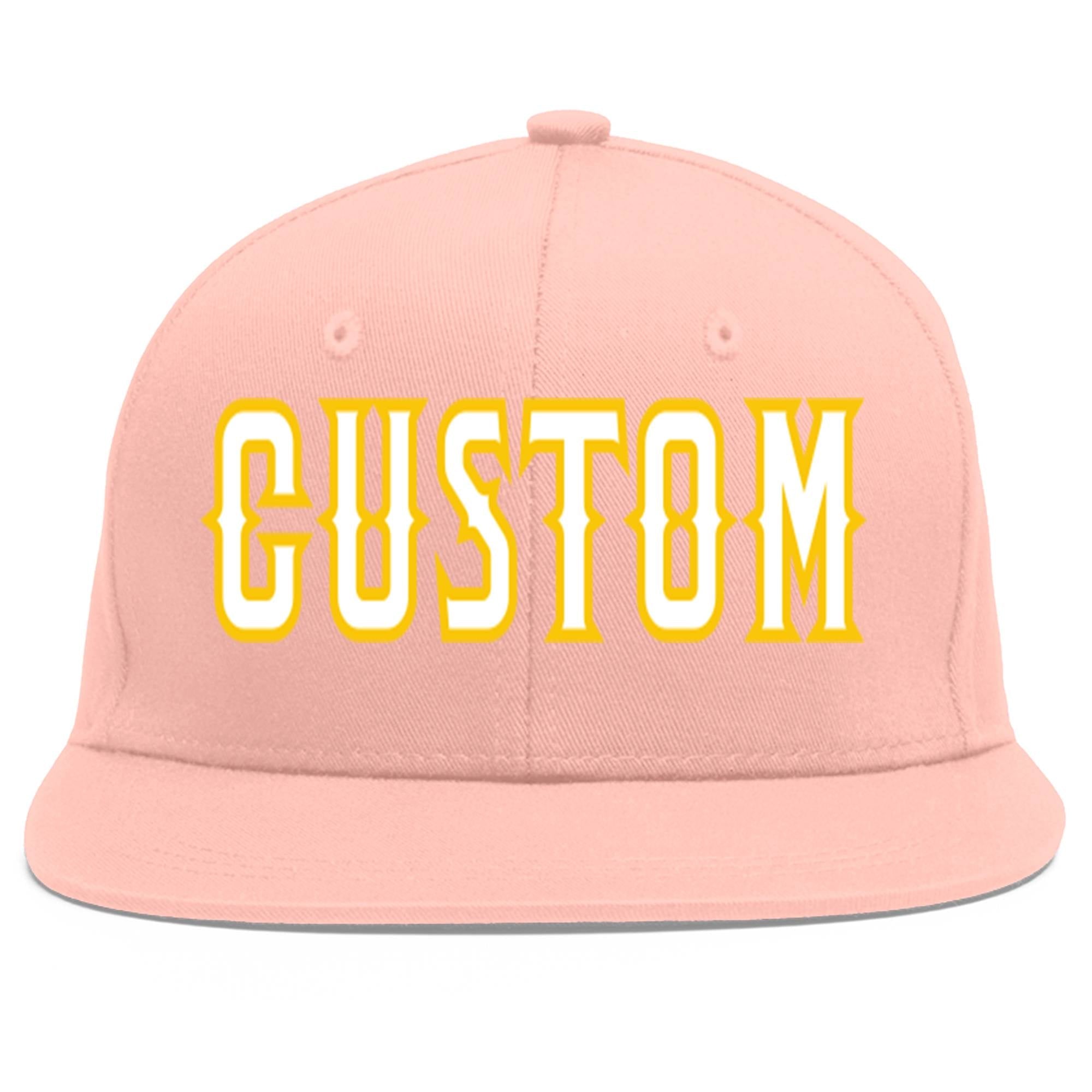 Casquette de baseball sport personnalisée rose blanc-or Flat Eaves