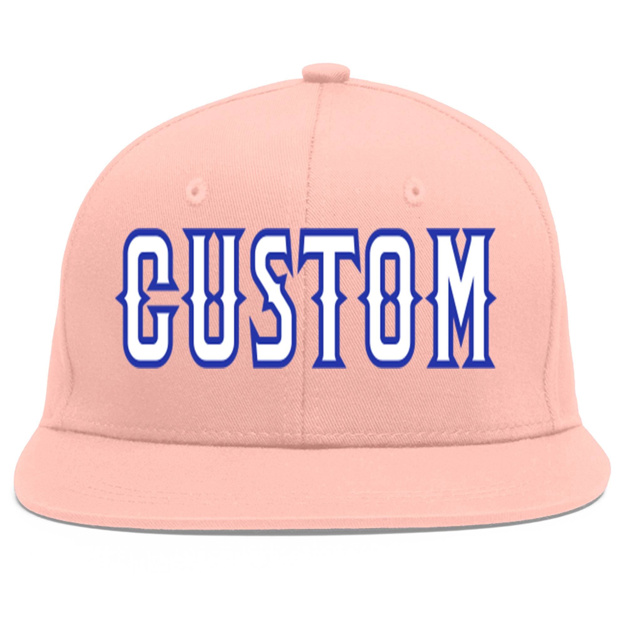 Casquette de baseball sport personnalisée rose blanc-royal Flat Eaves