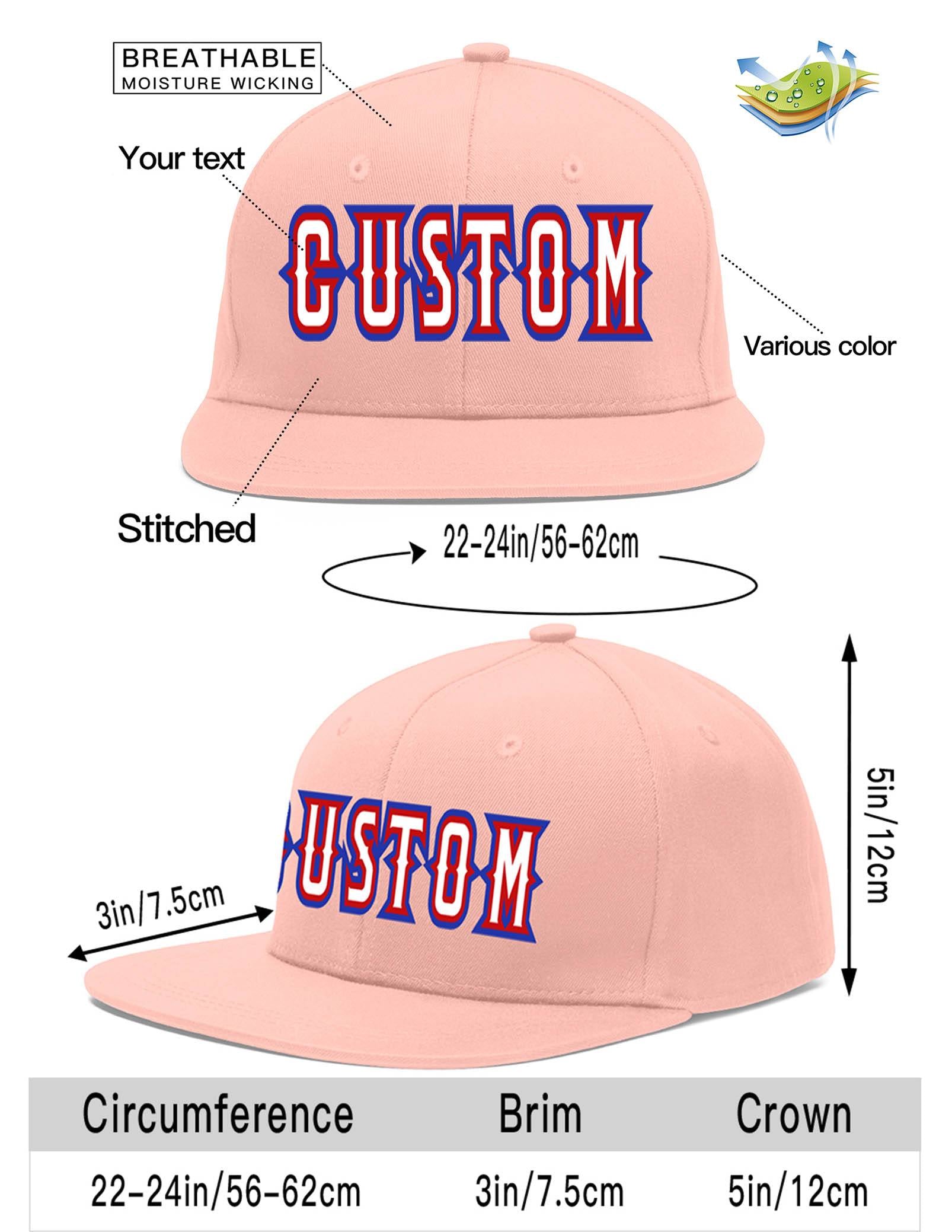 Custom Pink White-Red Flat Eaves Sport Baseball Cap