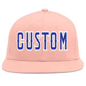 Custom Pink Royal-White Flat Eaves Sport Baseball Cap