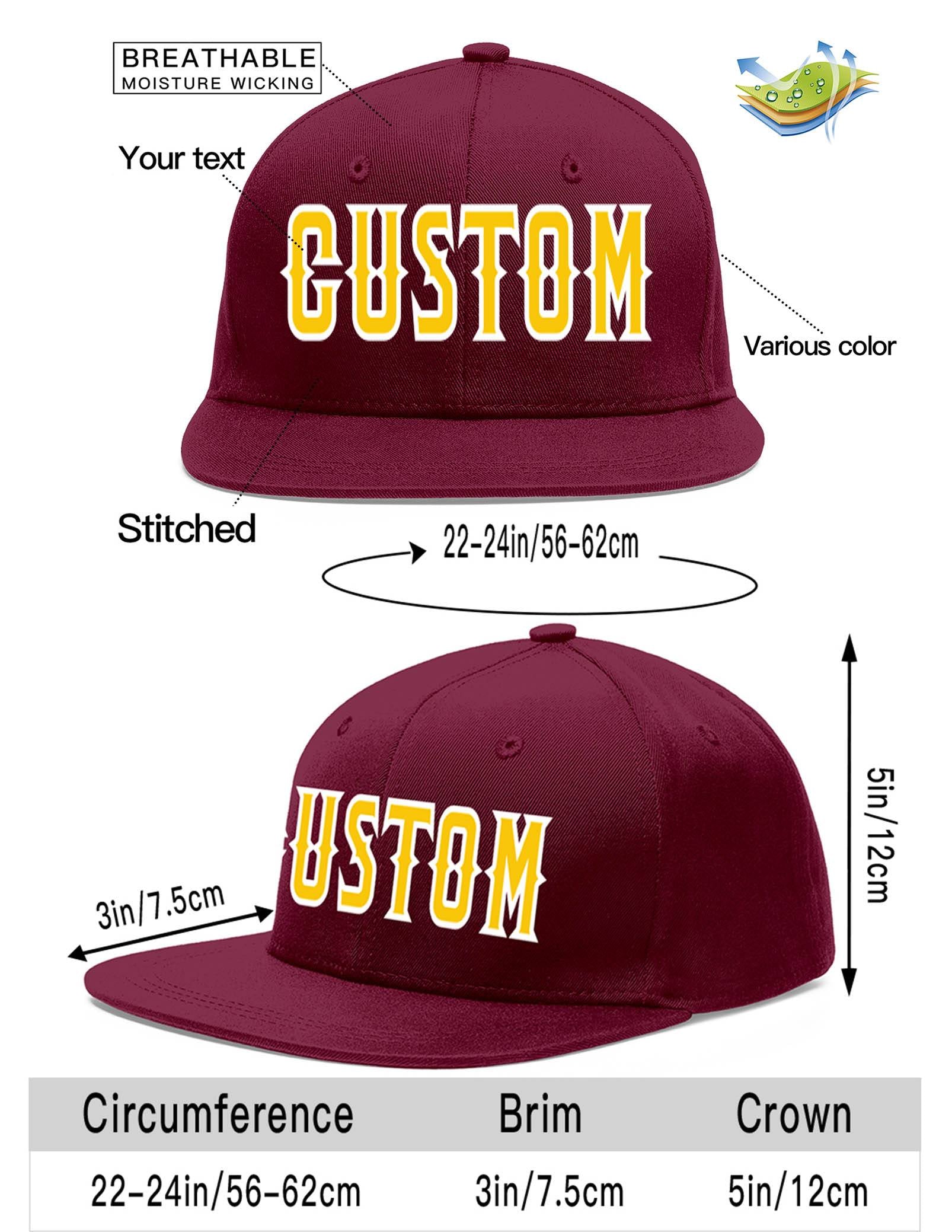 Custom Crimson Gold-White Flat Eaves Sport Baseball Cap