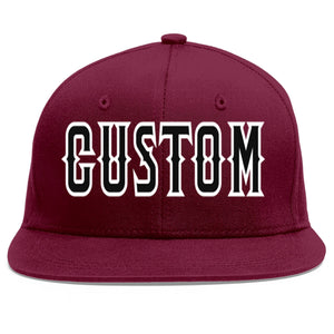 Casquette de baseball personnalisée Crimson Noir-Blanc Flat Eaves Sport