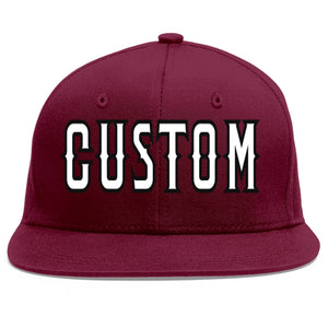 Casquette de baseball personnalisée Crimson White-Black Flat Eaves Sport