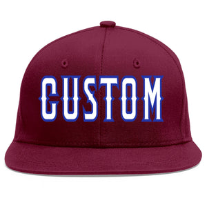 Casquette de baseball personnalisée Crimson White-Royal Flat Eaves Sport