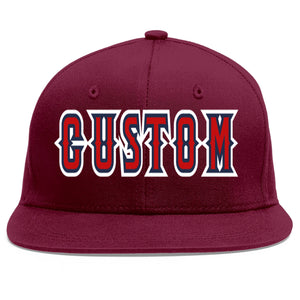 Casquette de baseball sport personnalisée Crimson Red-Navy Flat Eaves