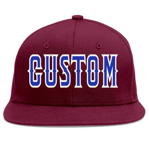 Casquette de baseball sport personnalisée Crimson Royal-White Flat Eaves