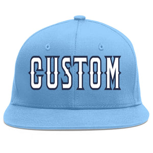 Casquette de baseball sport personnalisée bleu clair blanc-marine Flat Eaves