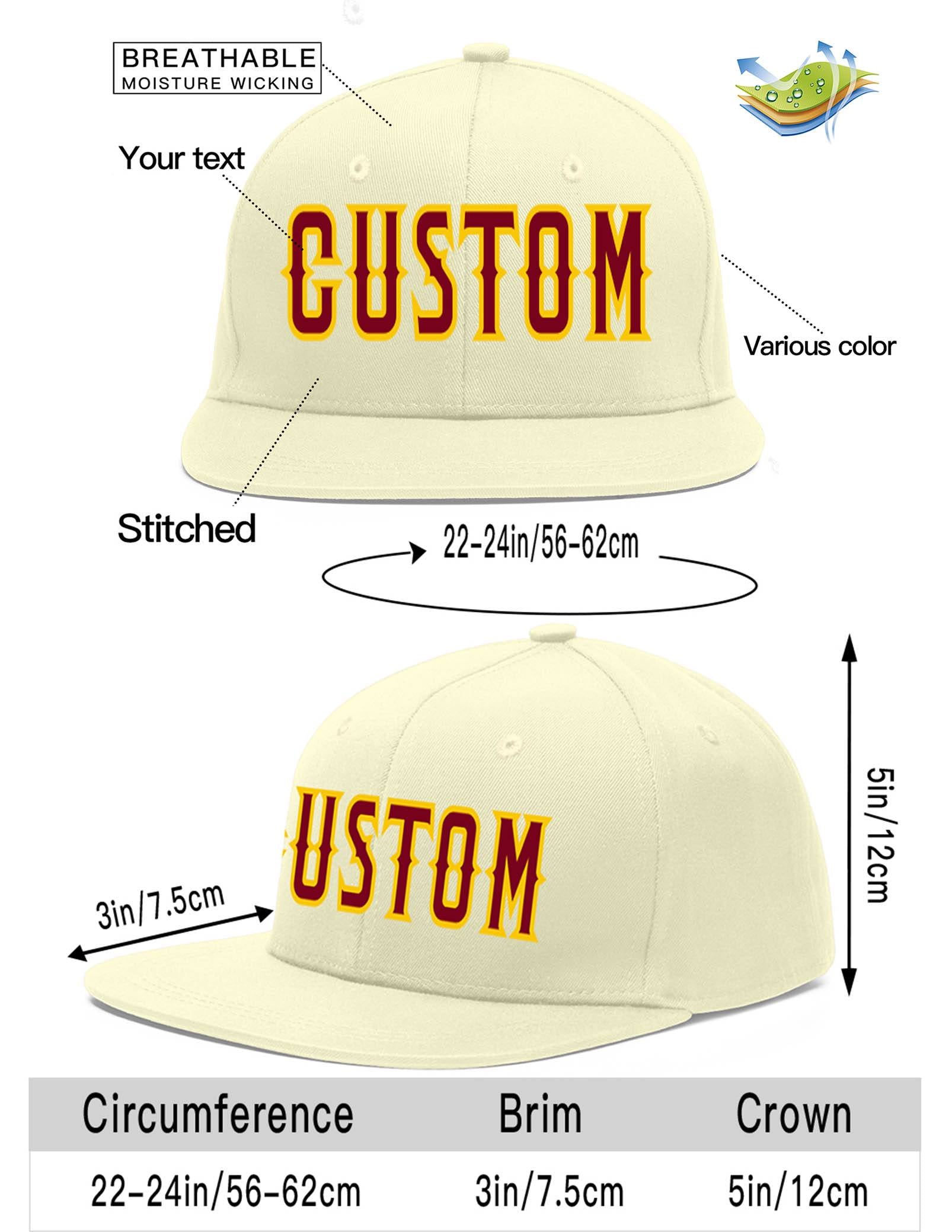 Custom Cream Crimson-Gold Flat Eaves Sport Baseball Cap