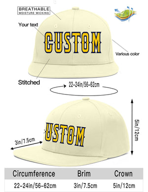 Custom Cream Gold-Navy Flat Eaves Sport Baseball Cap