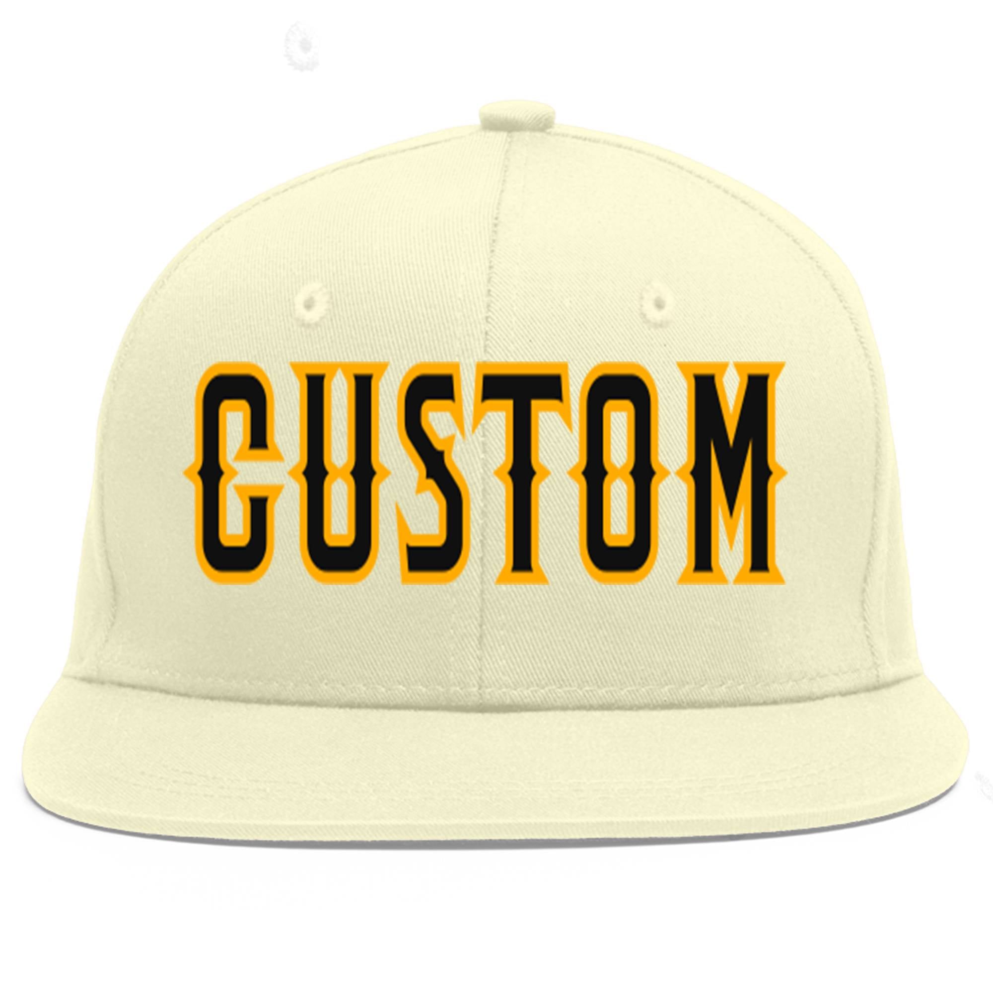 Casquette de baseball sport plate Eaves crème personnalisée noir-jaune