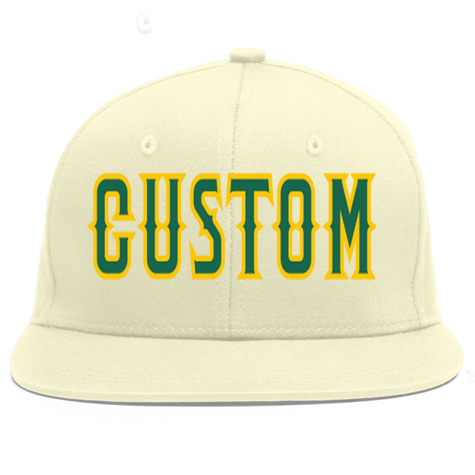 Casquette de baseball personnalisée Kelly Green-Gold Flat Eaves Sport