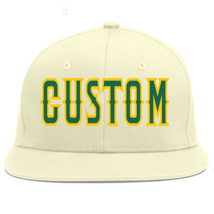 Casquette de baseball personnalisée Kelly Green-Gold Flat Eaves Sport